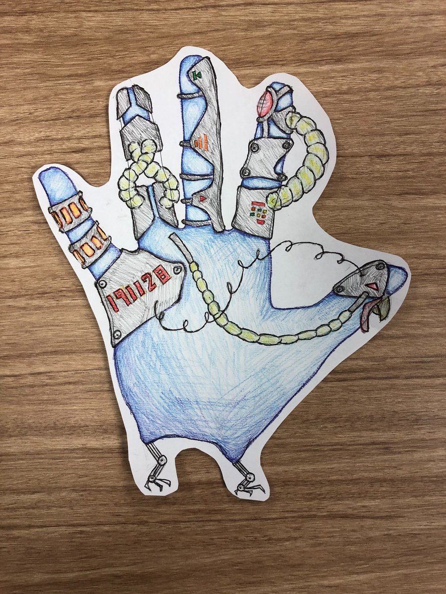 Hand turkey drawing in the style of a cyborg (made by Richelle)