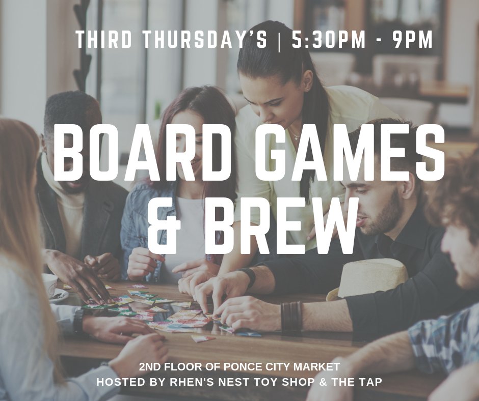 Unplug with Rhen’s Nest every 3rd Thursday of the month for game night at Ponce City Market. Bring the whole family or come solo. The Tap on Ponce will provide discounted brew and guests that purchase any of our games will receive a discount. Stop by, say hi, and PLAY!
