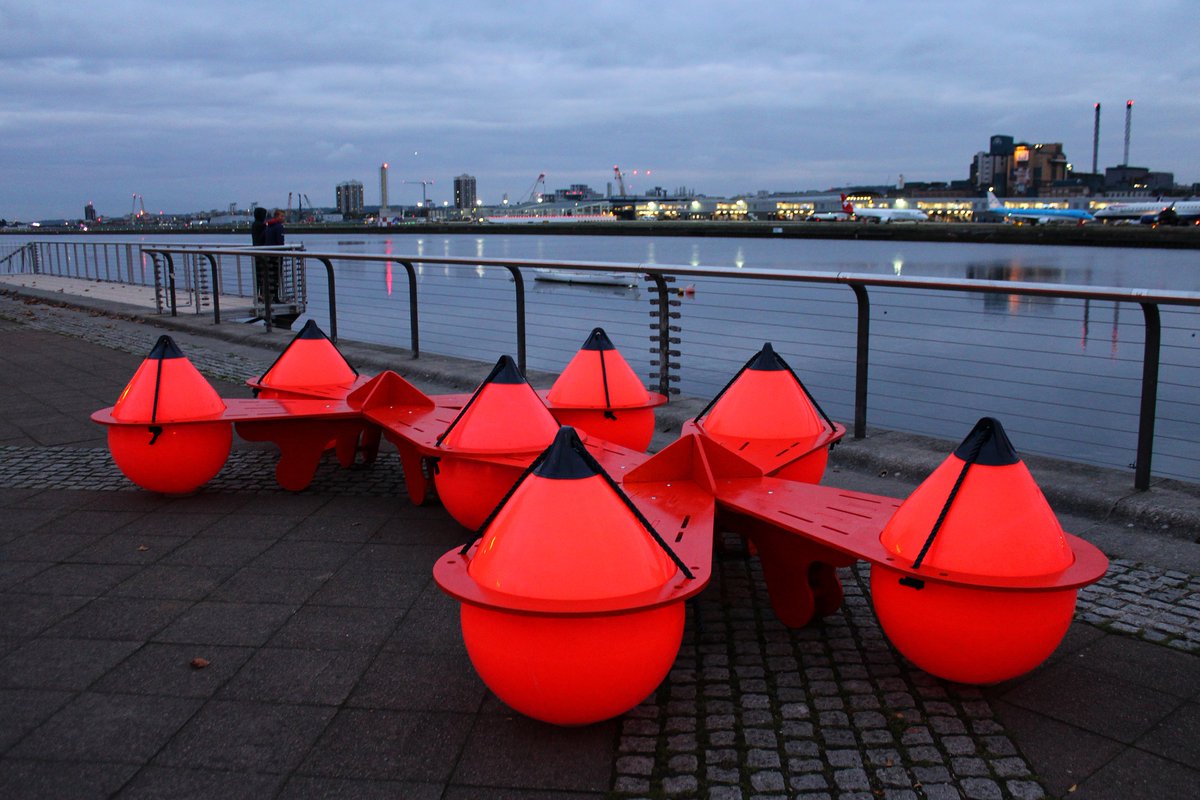 mccloymuchemwa's tweet photo. The Polyform A5's from @BoatFendersDir are really robust and glow with the most awesome colour - That's why we based designs for our floating benches 'The Buoys are Back in Town' on them!! #LFA2020 #RoyalDocks #PewsandPerches #LondonCityAirport #PublicSpace https://t.co/vYkcp80Zy5