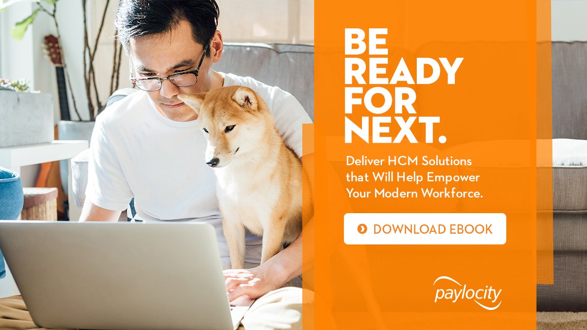 Paylocity's tweet photo. Empowering your #ModernWorkforce by collaborating on targeted, on-demand training content is one of the key ways to drive an engaging #employeeexperience. Our e-book guides you through how you can #BeReadyForNext with the keys to L&D success: https://t.co/x9C53ikbJG https://t.co/ExTNYQC4Tp