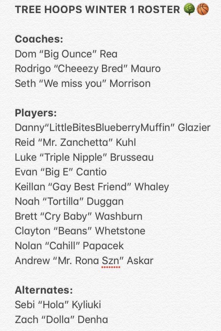 🚨🚨BREAKING NEWS🚨🚨 Official Tree Hoops Winter 1 Roster is finally revealed