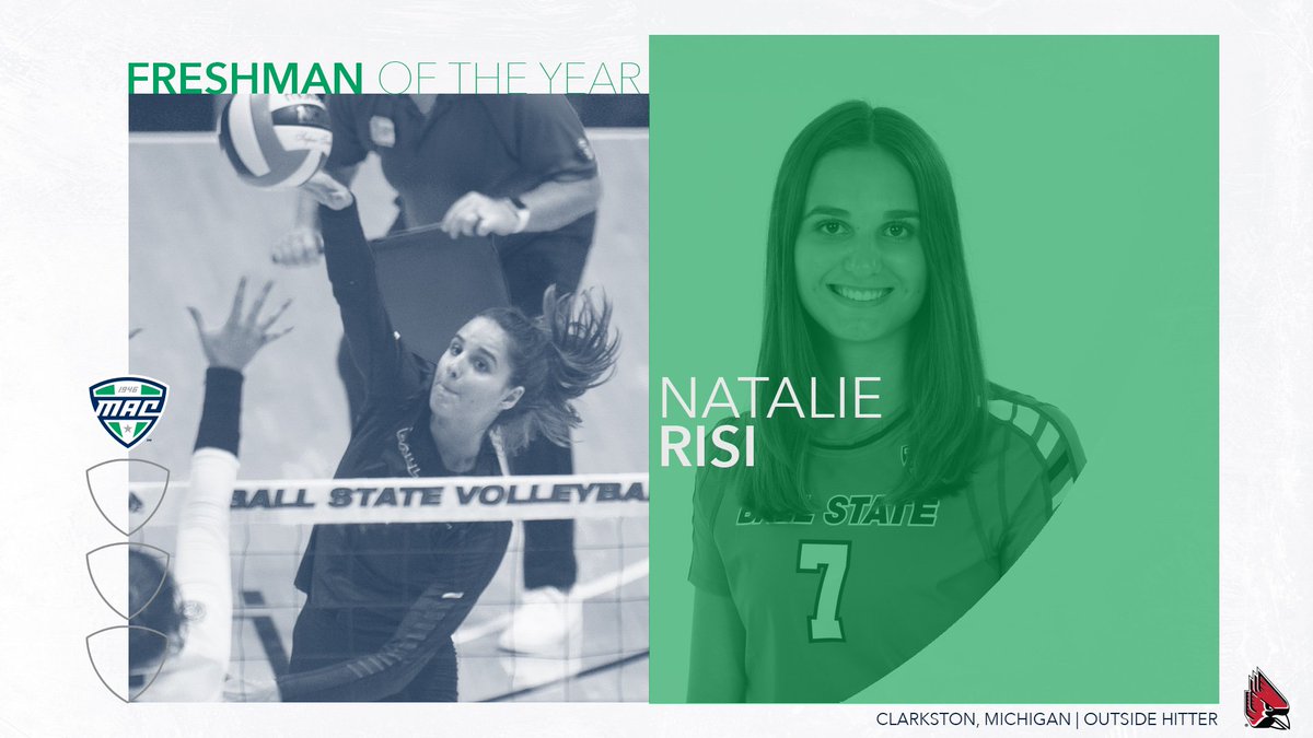 Chirp Chirp!

Risi registered double-digit kills in 11 of 16 league matches and double-digit digs in 10. She becomes <a href="/BallStateWVB/">Ball State Volleyball 🏐</a> 3rd student-athlete named MAC Freshman of the Year!

#MACtion | #WeFly