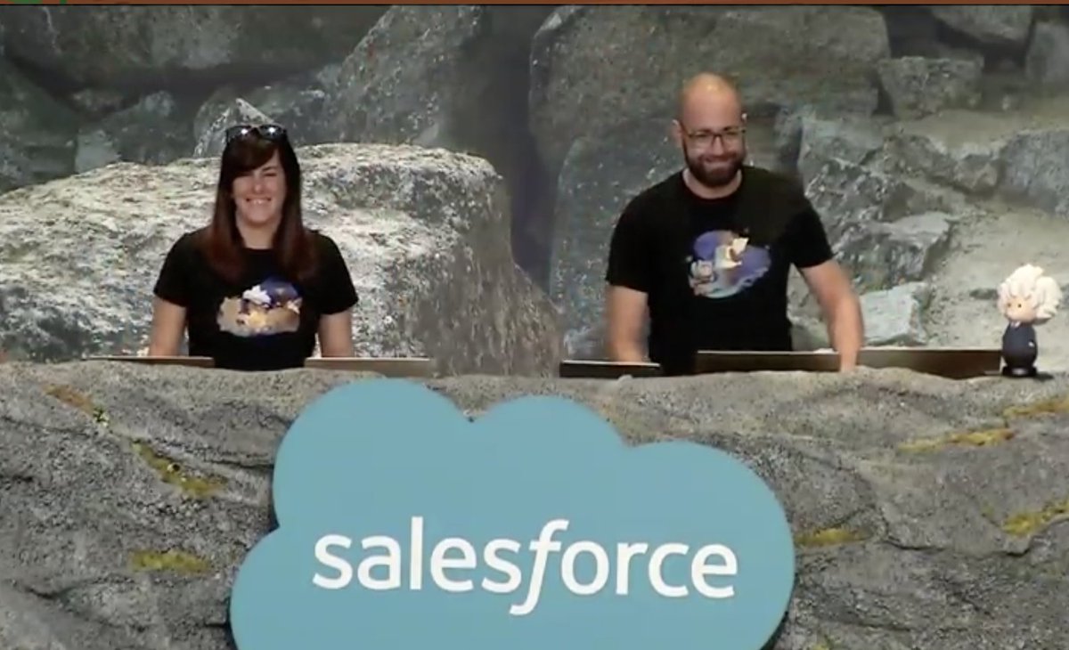 agarciaodeian's tweet photo. #dreamforce2019 #DevKeynote So proud to see on stage my mentor @andyinthecloud and at demo place my friend @AlbaSFDC introducing #Functions @SalesforceDevs I only regret to be soo far from SanFran this time https://t.co/zE10UGpBRm