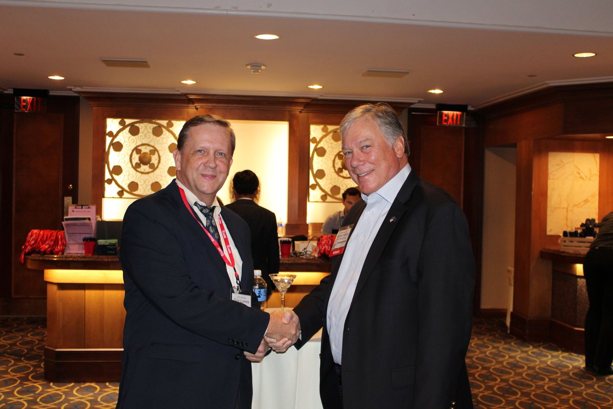 Dale "Kid" Lumme, Executive Director of ASNE and RADM Mike Mahon, USN, Ret. at the #CombatSystems2019 reception.