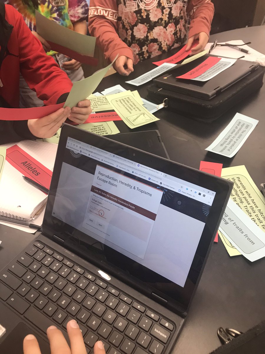 baumel_dawn's tweet photo. 7th Gr Scientists are trying to Escape the Review Room! @HofiusKISD 4 Locks to open based on their mastery data #HawksgivingPL https://t.co/al3fNQzN54