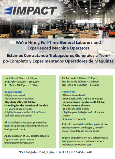 impactplastics's tweet photo. Happy Wednesday! Impact is hiring. We need general laborers and experienced machine operators. #Jobs https://t.co/GgbPvkOrtC