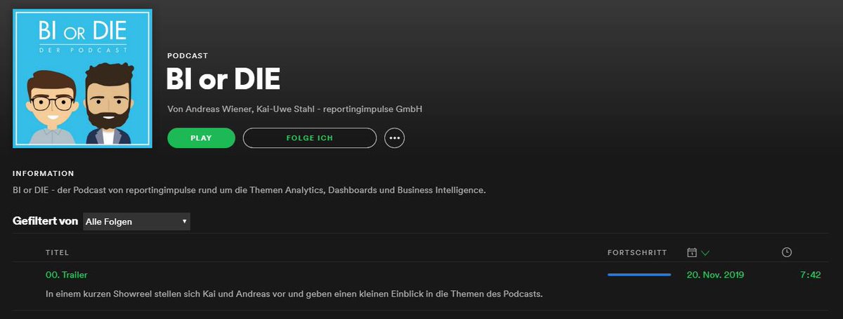 Heute auf <a href="/SpotifyDE/">SpotifyDE</a> &amp; <a href="/DeezerDE/">Deezer Deutschland</a> schon mal vorab ein kleiner Trailer für unseren #Podcast BI or DIE mit <a href="/KaiUweStahl/">Kai-Uwe Stahl</a>, <a href="/AndreasWiener/">Andreas Wiener</a> und vielen spannenden Gesprächspartnern!

#mikrofonkasper #businessintelligence #bi #dashboard #informationdesign #BIorDIE

open.spotify.com/show/1mjtur5ch…