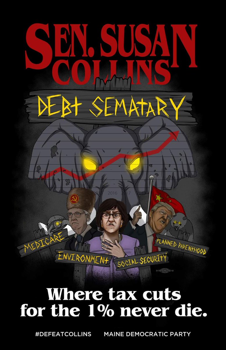 MindyRosier's tweet image. The only things that come to life in #MoscowMitch &amp;amp; @SenatorCollins’ legislative graveyard are trade wars and tax cuts for the 1%. Join the fight to #DefeatCollins and #FlipTheSenate at defeatcollins.com