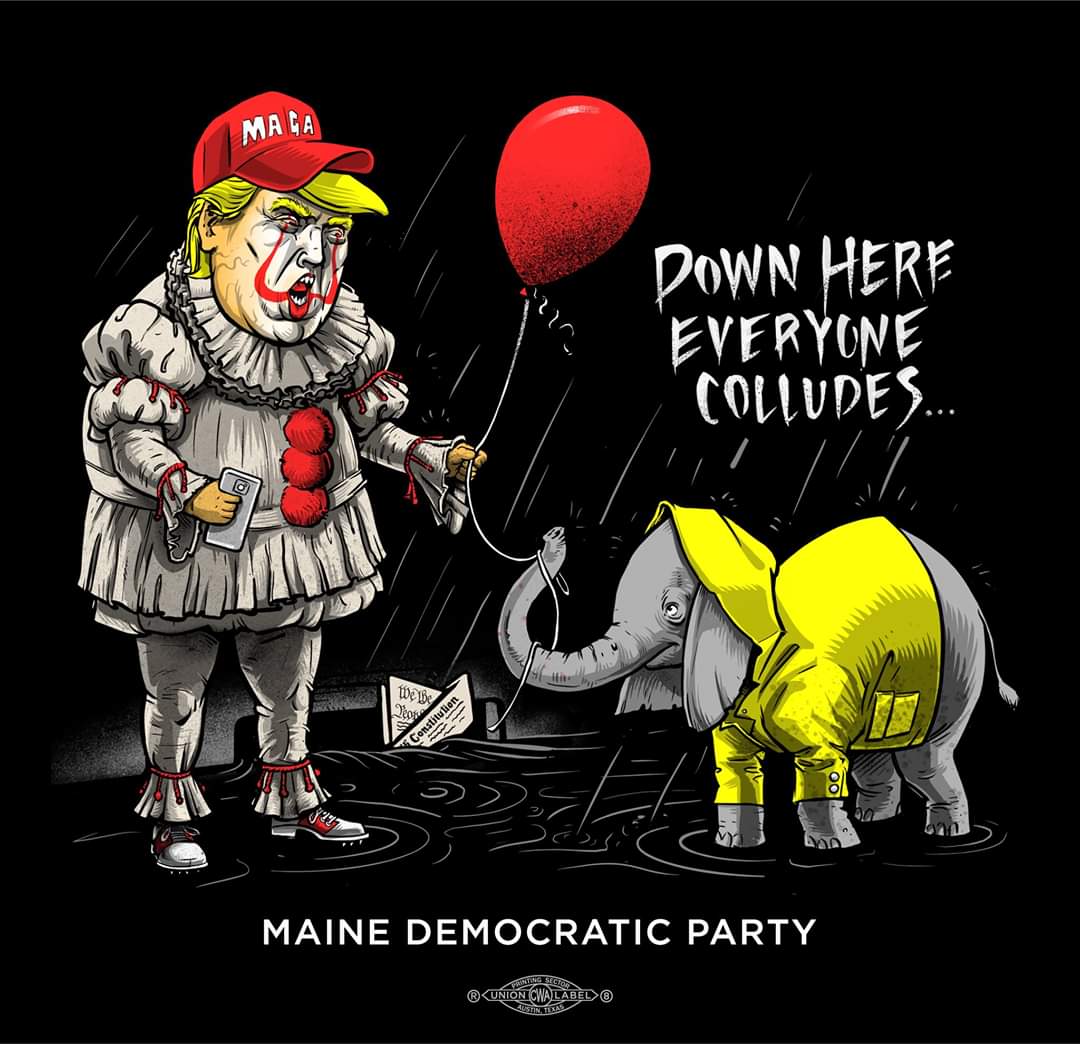 MindyRosier's tweet image. Ha! @realDonaldTrump as Pennywise is too perfect. Elect a clown, get a circus. Help #FlipTheSenate and #DefeatCollins by visiting defeatcollins.com.