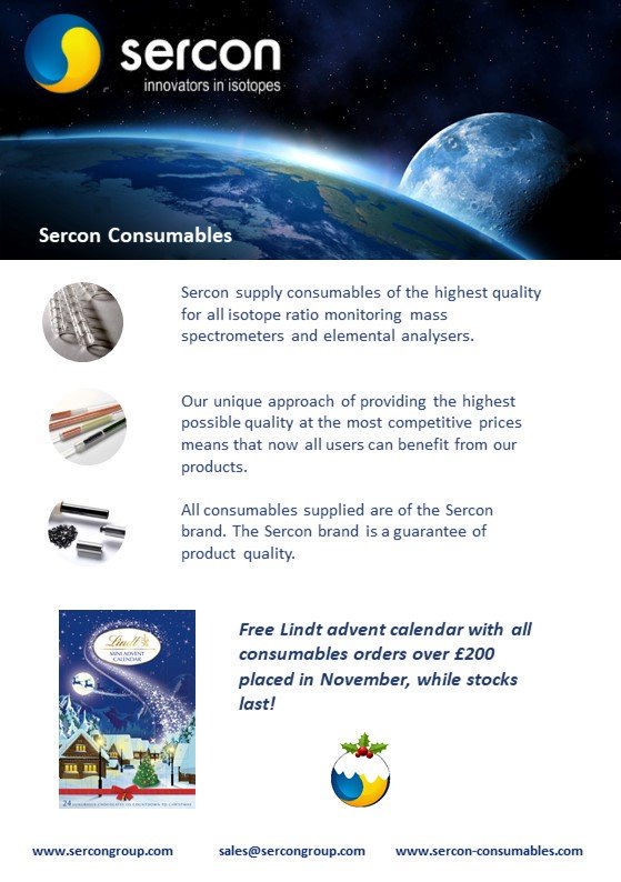 SerconLimited's tweet photo. There is still time to get your free Lindt advent calendar with all consumables orders over ยฃ200 placed in November! ๐
๐ซ
#sercon #costech #thermo
#eurovector #elementar #exeter #perkinelmer #eltra #shimadzu #leco #elementalanalysis
Email sales@sercongroup.com https://t.co/CQ20nfMG05