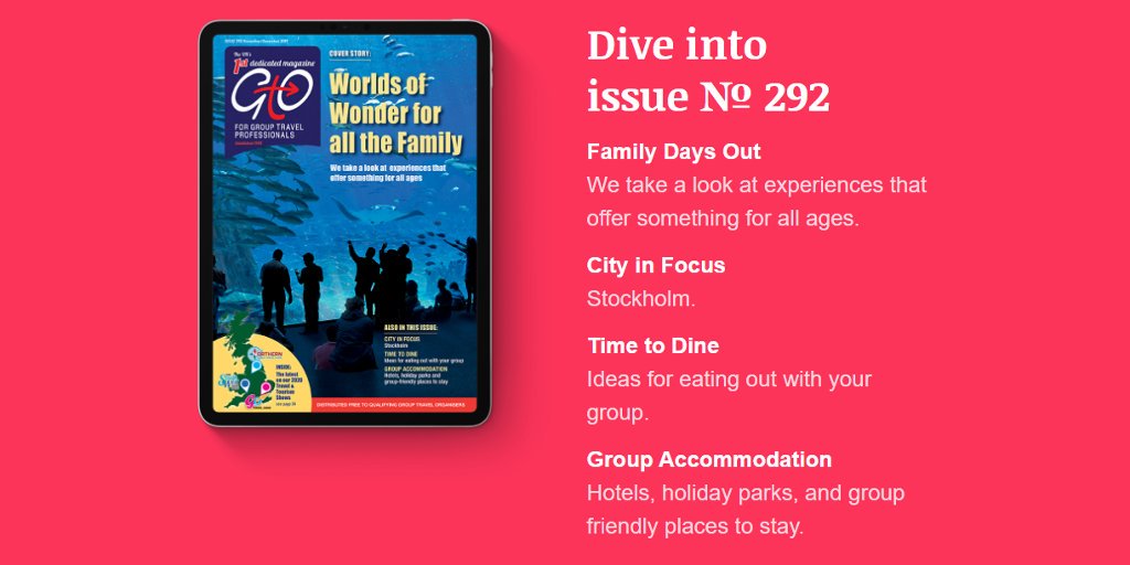 Oh look...the Digital Edition of GTO magazine has just been delivered! Your issue includes:

⭐️Family days out
⭐️Stockholm in focus
⭐️Ideas for eating out with your group
⭐️Group friendly places to stay

mailchi.mp/grouptravelorg…

#GroupTravel #GTO