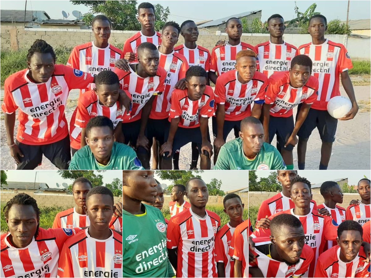 Ondanks de "Nurserey School perikelen" gelukkig toch tijd vrij kunnen maken om deze schitterende #PSV tenues uit te reiken aan FC Brooklyn in #Wellingara. Helemaal top! Dankjewel PSV. #gambia