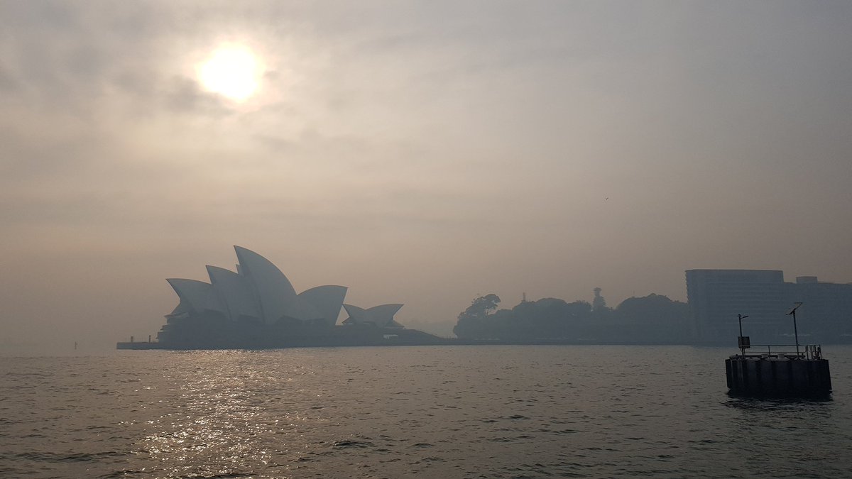 Here's another shot of the Sydney Opera House this morning. This. Is. Not. Normal. #ClimateChange