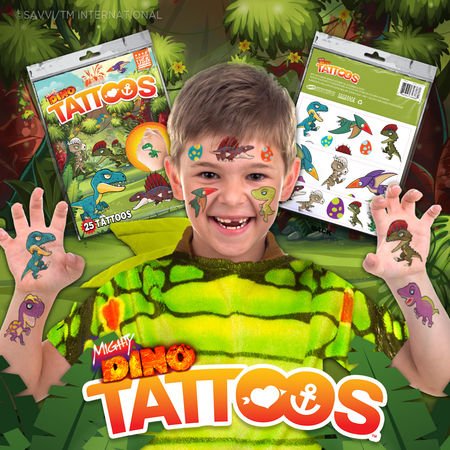 SavviStuff's tweet photo. Dinos are extinct, but this pack sure can be a lot of fun! Place the tattoos on your hands and bring them to life! 25 designs makes it a fun activity for friends. Look for these &amp; other designs during your next shopping trip to @DollarTree! #SavviFun #Dinos #TemporaryTattoos https://t.co/aJbqgmR4Q3
