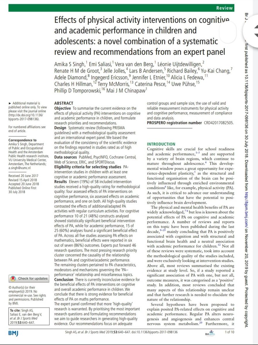 sebastiani64's tweet image. EFFECTS OF PHYSICAL ACTIVITY INTERVENCIONS ON COGNITIVE AND ACADEMIC PERFORMANCE IN CHILDREN AN ADOLESCENTS: a novel combination of a systematic review and recommendations from an expert panel bjsm.bmj.com/content/53/10/…