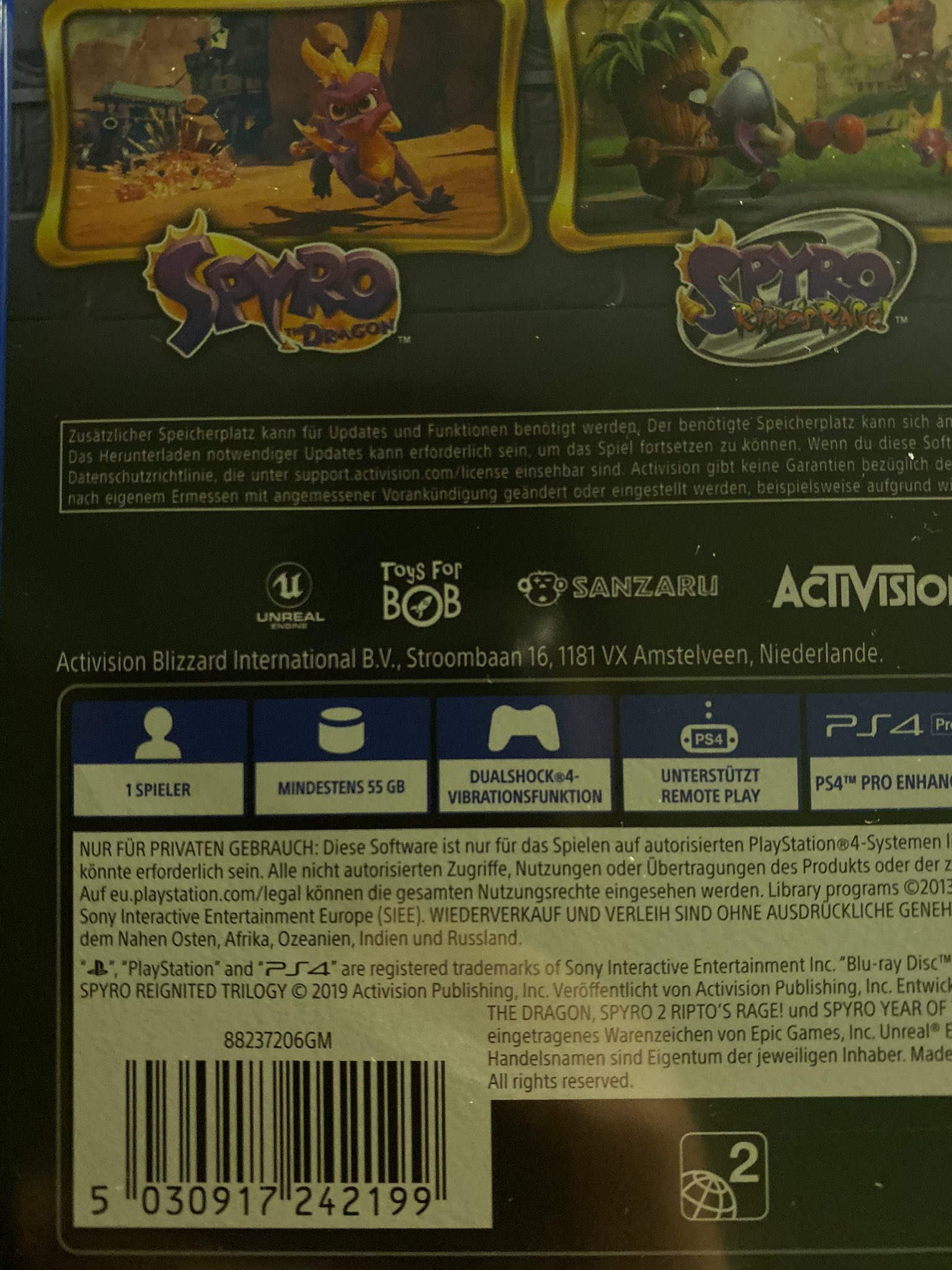 Spyro Reignited Trilogy, Software