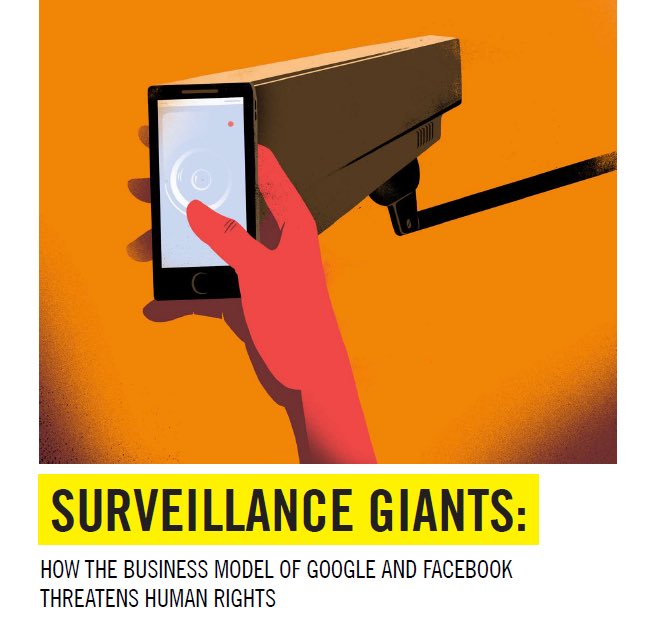 “They’re not exploiting data. They’re exploiting people.”  @Snowden.Out tomorrow: Major new  @amnesty tech report on how the business model of  @Google &  @Facebook threatens human rights. #SurveillanceCapitalism  #surveillance  #Facebook  #GoogleEmail press@amnesty.org for a copy.