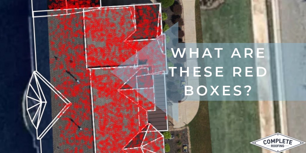 completeroofing's tweet photo. #techtuesday This is a photo from one of our #Kespry #drone inspections. So what about those red squares? Each of those squares represents a #hail strike as determined by artificial intelligence. Schedule an inspection and get the facts about your #roof : https://t.co/5r6ngRGoL8 https://t.co/3nNvFBlfp4