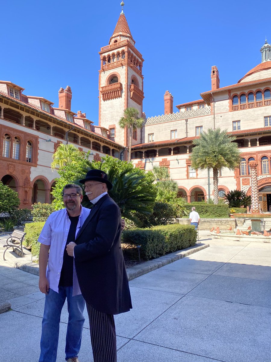 FlaglerNews's tweet photo. Filming on campus for an upcoming episode, lucky that Henry Flagler himself was able to stop by. @flaglercollege #floridashistoriccoast #beyondyourbackyard @pbs @amazonprimevideo #ericthetravelguy https://t.co/atO9QjeeSj