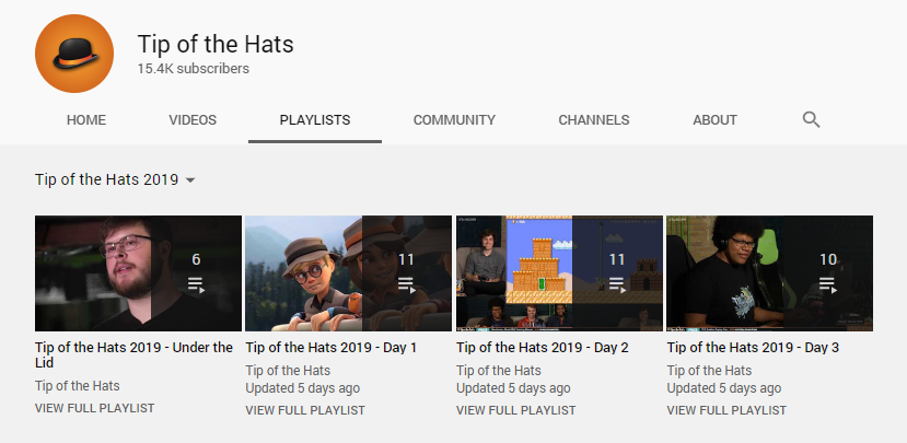 TipoftheHats's tweet photo. All of our VODs with additional videos featured during Tip of the Hats 2019 this year have been uploaded to our YouTube! #TotH2019
https://t.co/GF6Ym5w7E2 https://t.co/RPyDLcJyY4