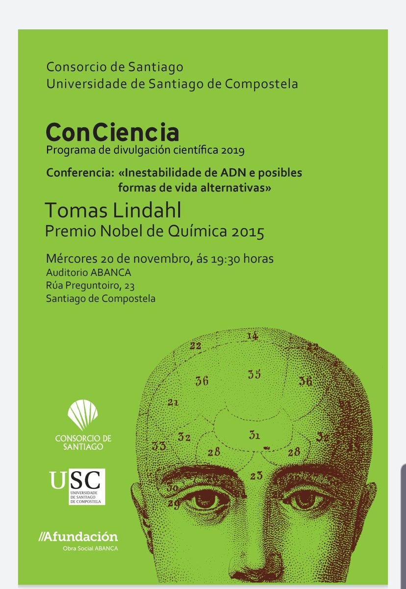 rafavidalperez's tweet image. Listo para escuchar a un premio Nobel - Tomas Lindahl ... no se puede todos los dias. Gracias @JorgeMiraUSC @UniversidadeUSC
#programaConCiencia @PazodeRaxoi