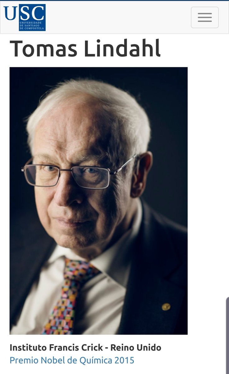 rafavidalperez's tweet image. Listo para escuchar a un premio Nobel - Tomas Lindahl ... no se puede todos los dias. Gracias @JorgeMiraUSC @UniversidadeUSC
#programaConCiencia @PazodeRaxoi