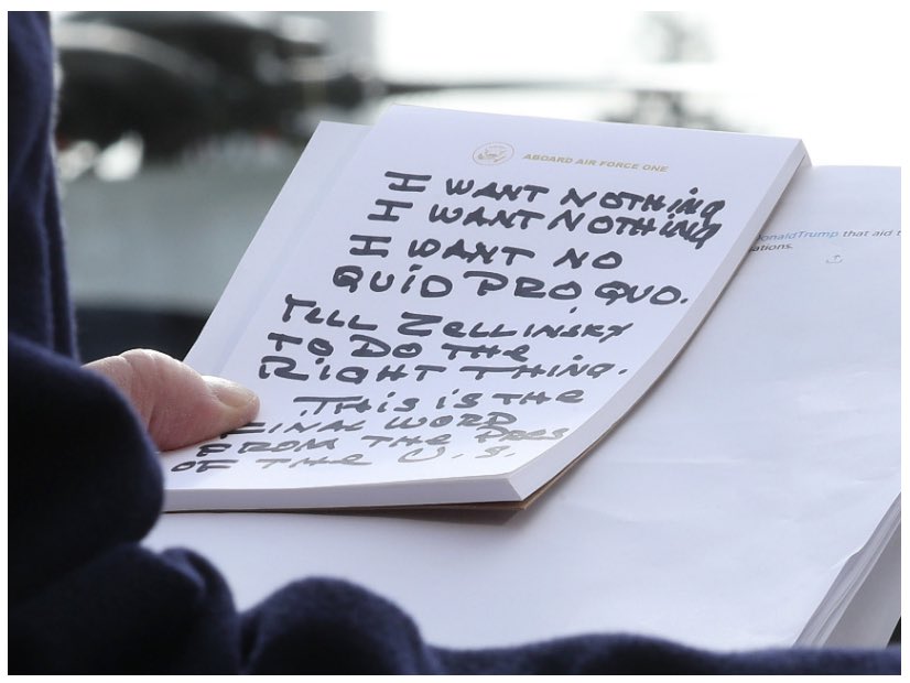 CaliGamer's tweet photo. Trump’s notes from his brief statement Today #sharpielove https://t.co/8A47POB6t3