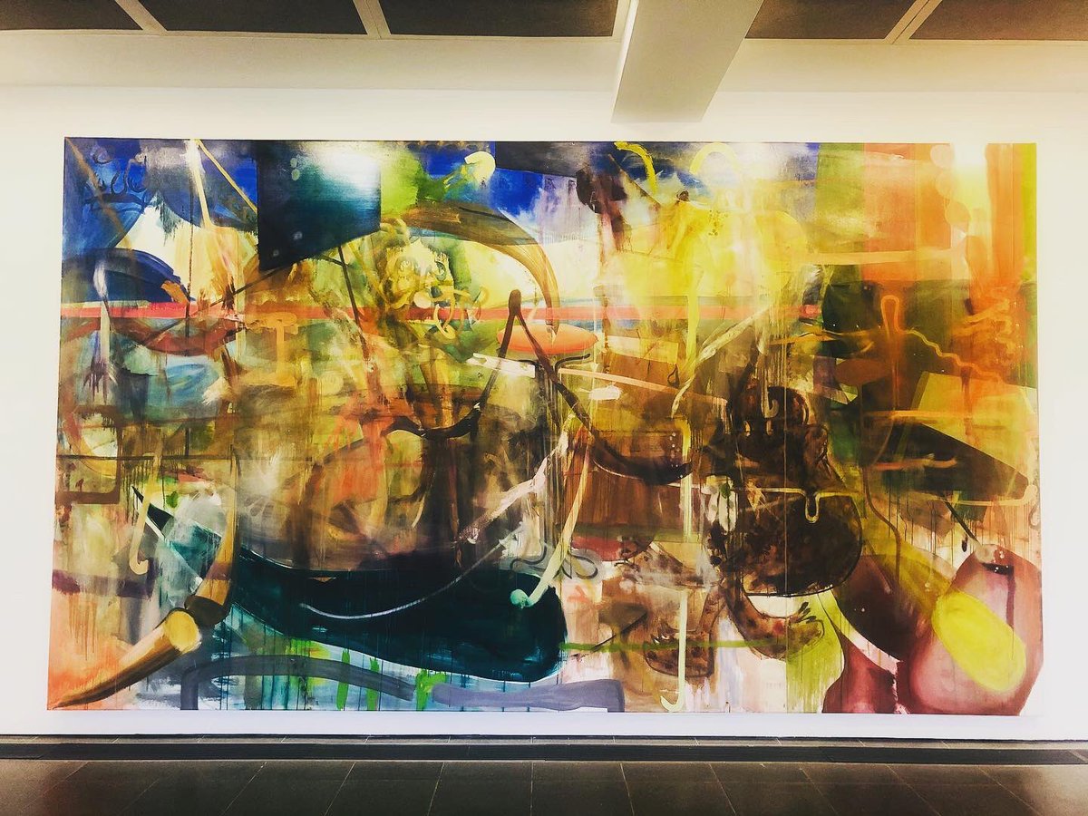 Albert Oehlen who studied under painter Sigmar Polke @SerpentineUK Abstract, figurative, collage and computer generated elements on the canvas.  #albertoehlen #serpentinegallery #london #serpentine #art #painting #contemporaryart #germanartist #figurativepainting #expressionist