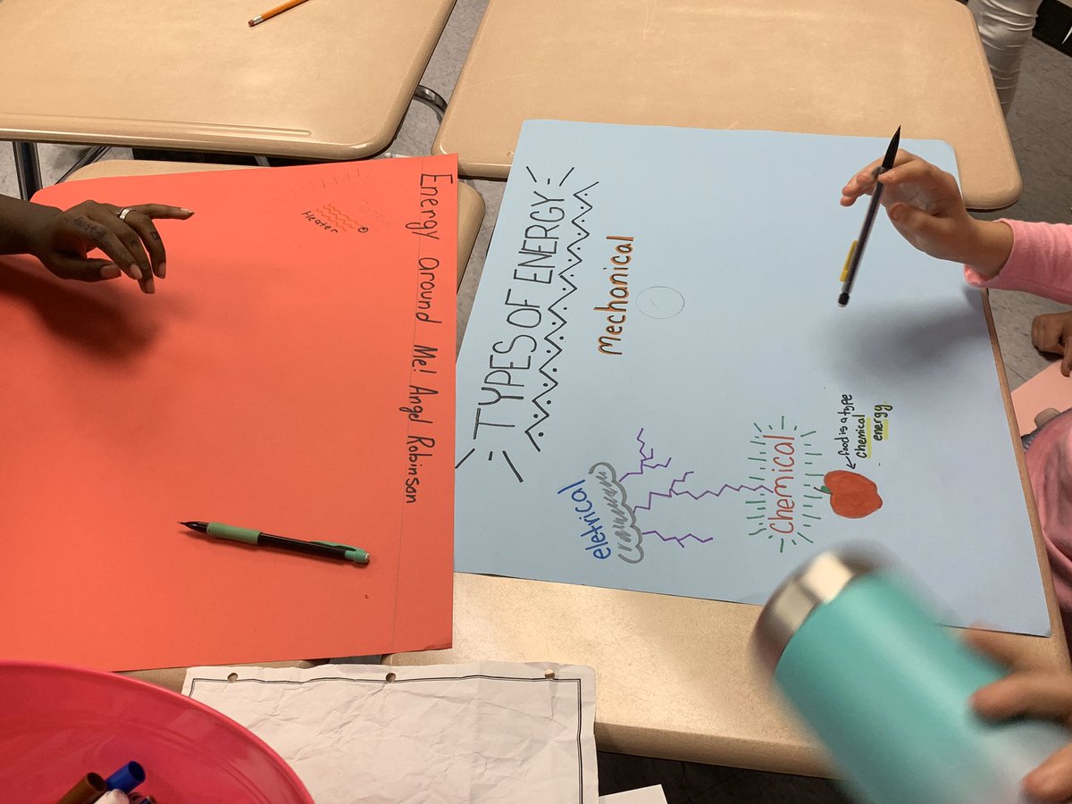 RCEMiddle's tweet photo. Mrs. Bateman’s sixth graders are creating posters to show what they’ve learned about #TypesofEnergy #teamRCE🐾 #RCEscience🔍 https://t.co/hOupAvGZ35
