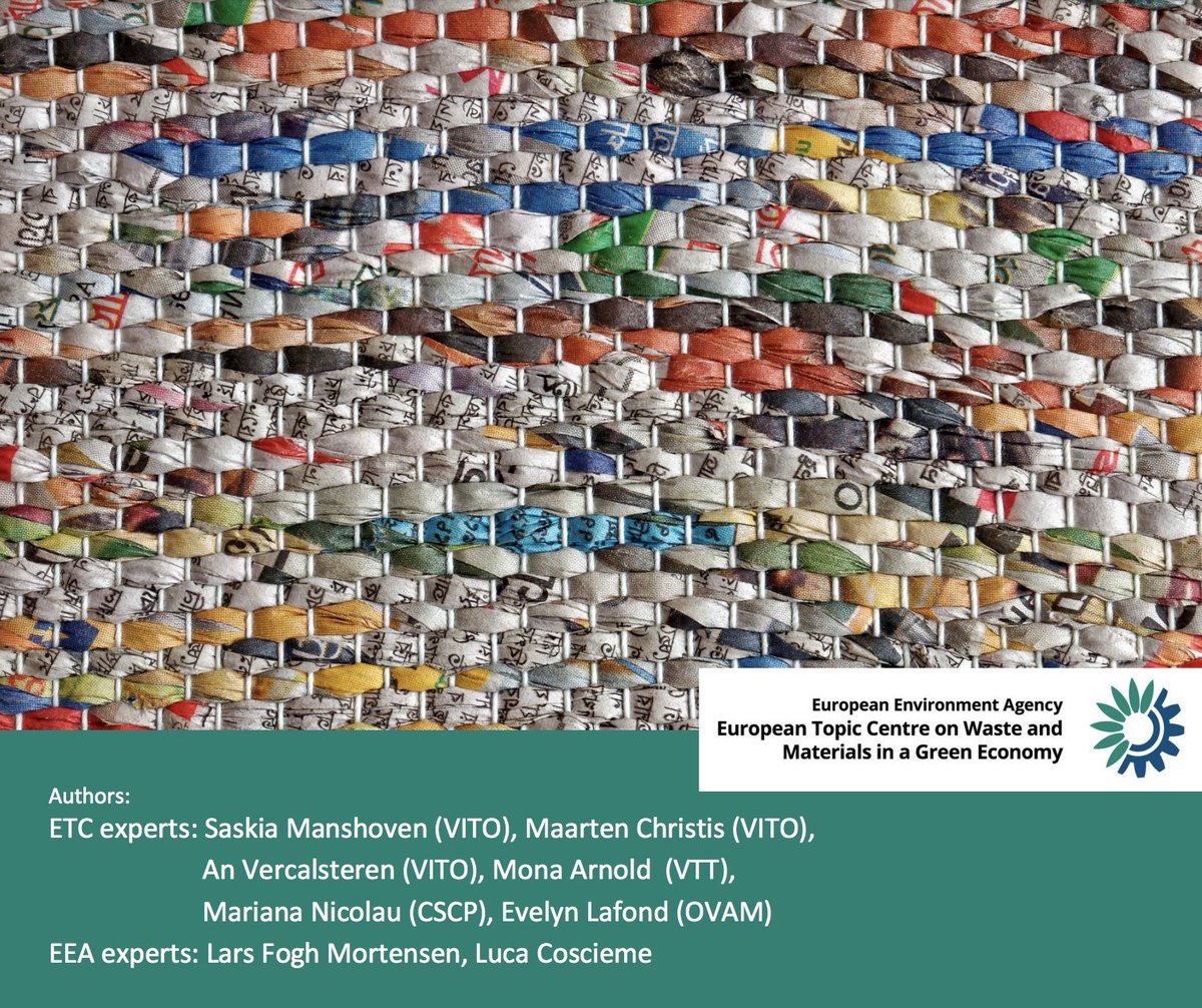 For those interested in the #circulareconomy &amp; #regulation for #textiles this is a must read report. It recognises our need 4 textiles culturally and economically &amp; highlights the opportunities 4 change 2make it a future fit-4-purpose sustainable industry eionet.europa.eu/etcs/etc-wmge/…