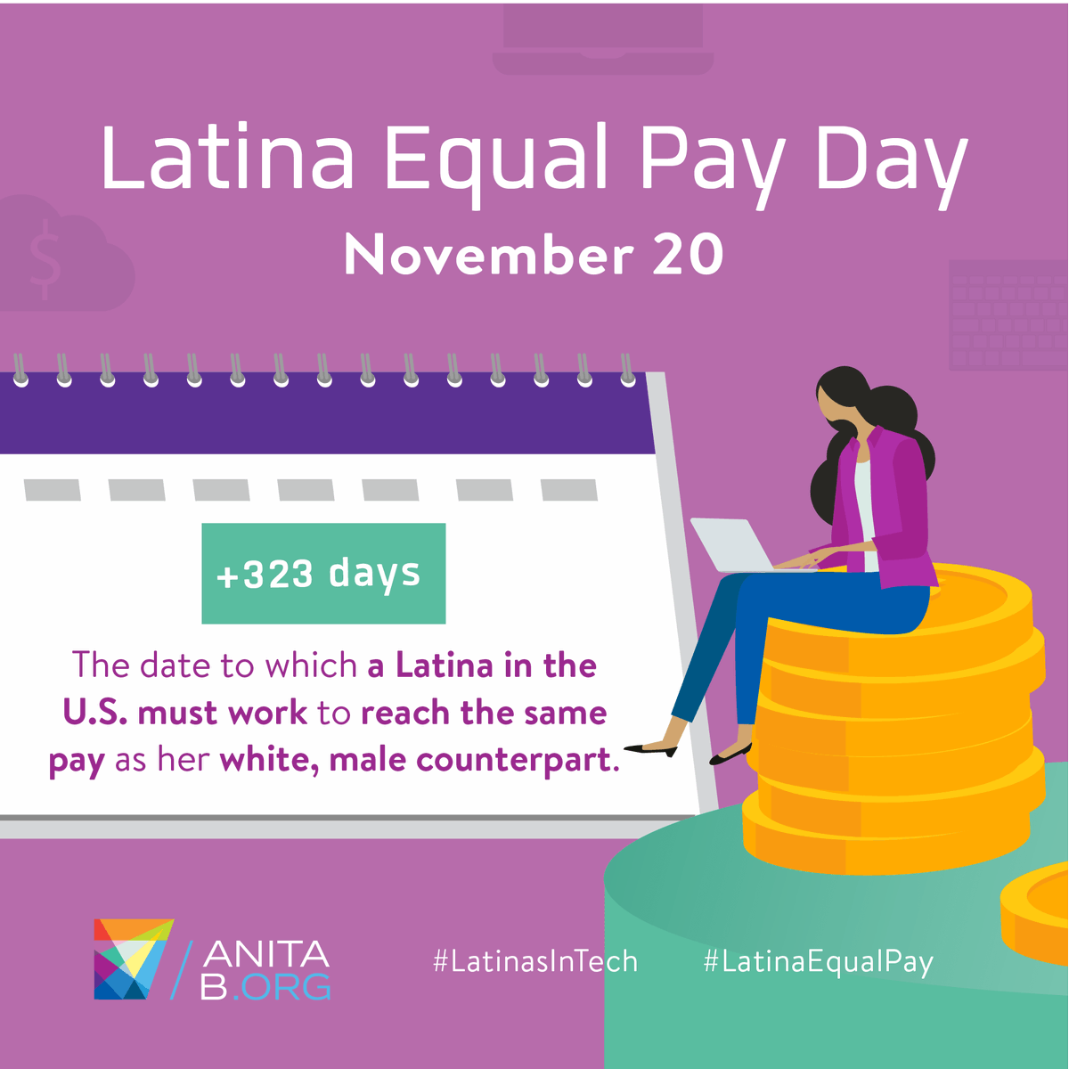 KetyE's tweet photo. How is it possible that it's taken +323 days for us to reach the same pay as as our white, male counterpart? https://t.co/5eg061LqG4 #LatinasInTech #LatinaEqualPayDay #Latinas #Hispanas #Latinx @AnitaB_org #págame https://t.co/sAPgudw63Q