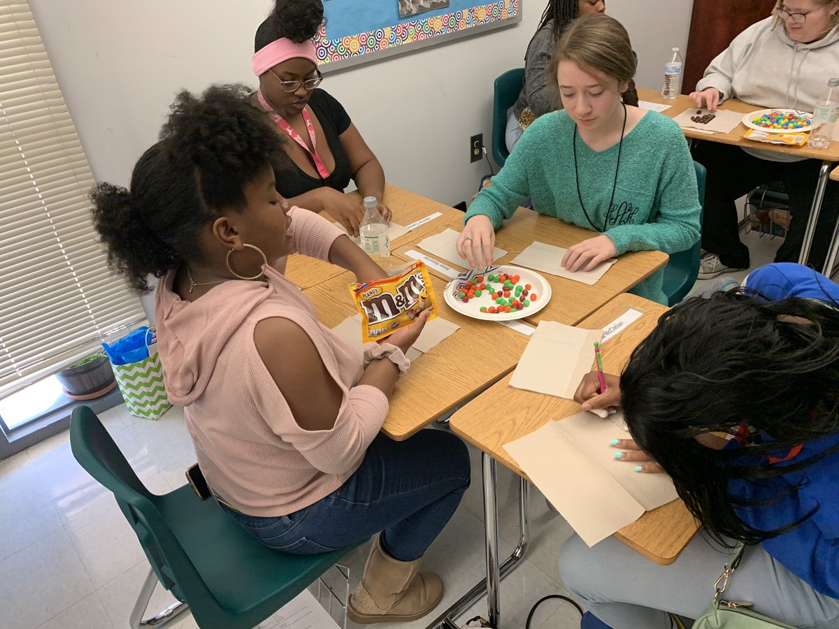 CareerExplorDCC's tweet photo. Practicing Quality Inspection with this great m&amp;m activity! Productivity isn’t only about speed, there’s a quality component as well. I love watching students learn these lessons with such interactive activities. Thanks @MicroburstLearn !!! @DonaldsonCareer https://t.co/Z3ESpwalxc