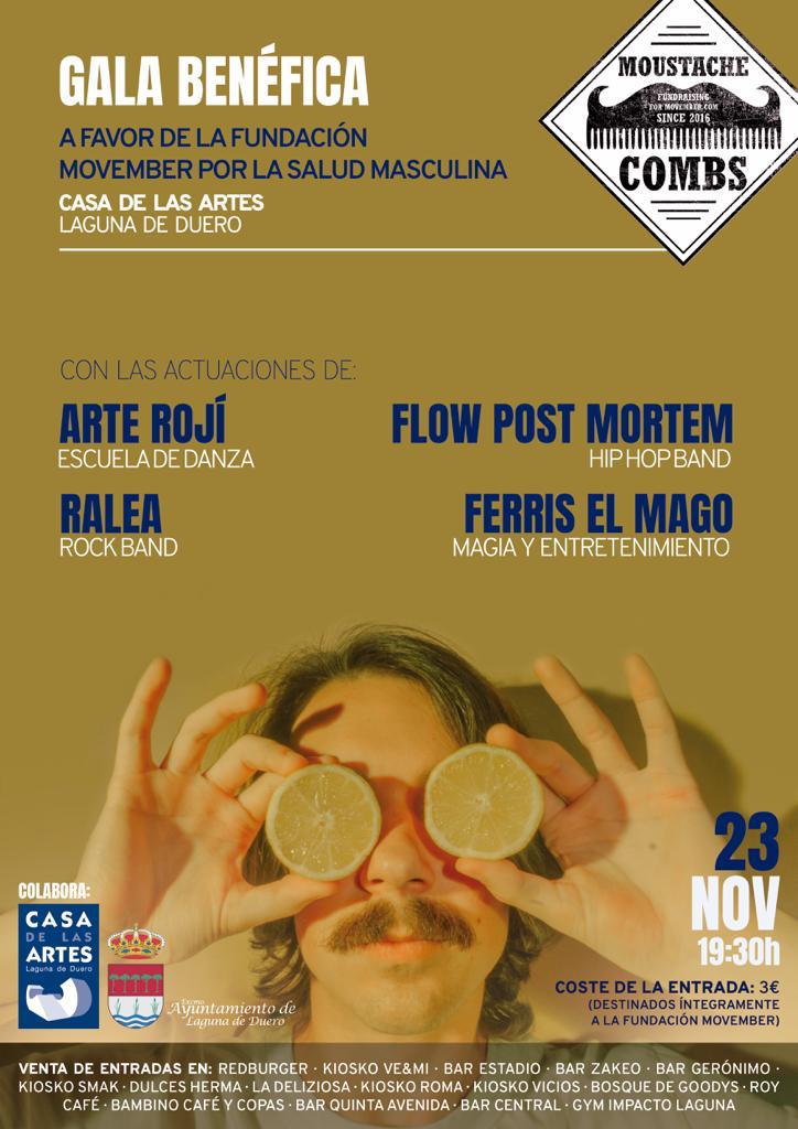 Chavalada, este sábado 23 estaremos <a href="/FlowPostMortem/">FlowPostMortem</a> actuando en al gala benéfica organizada por <a href="/MoustacheCombs/">Moustache Combs</a> en la Casa de las Artes de Laguna de Duero, vente y colabora con la recaudación de fondos para investigación en enfermedades masculinas.