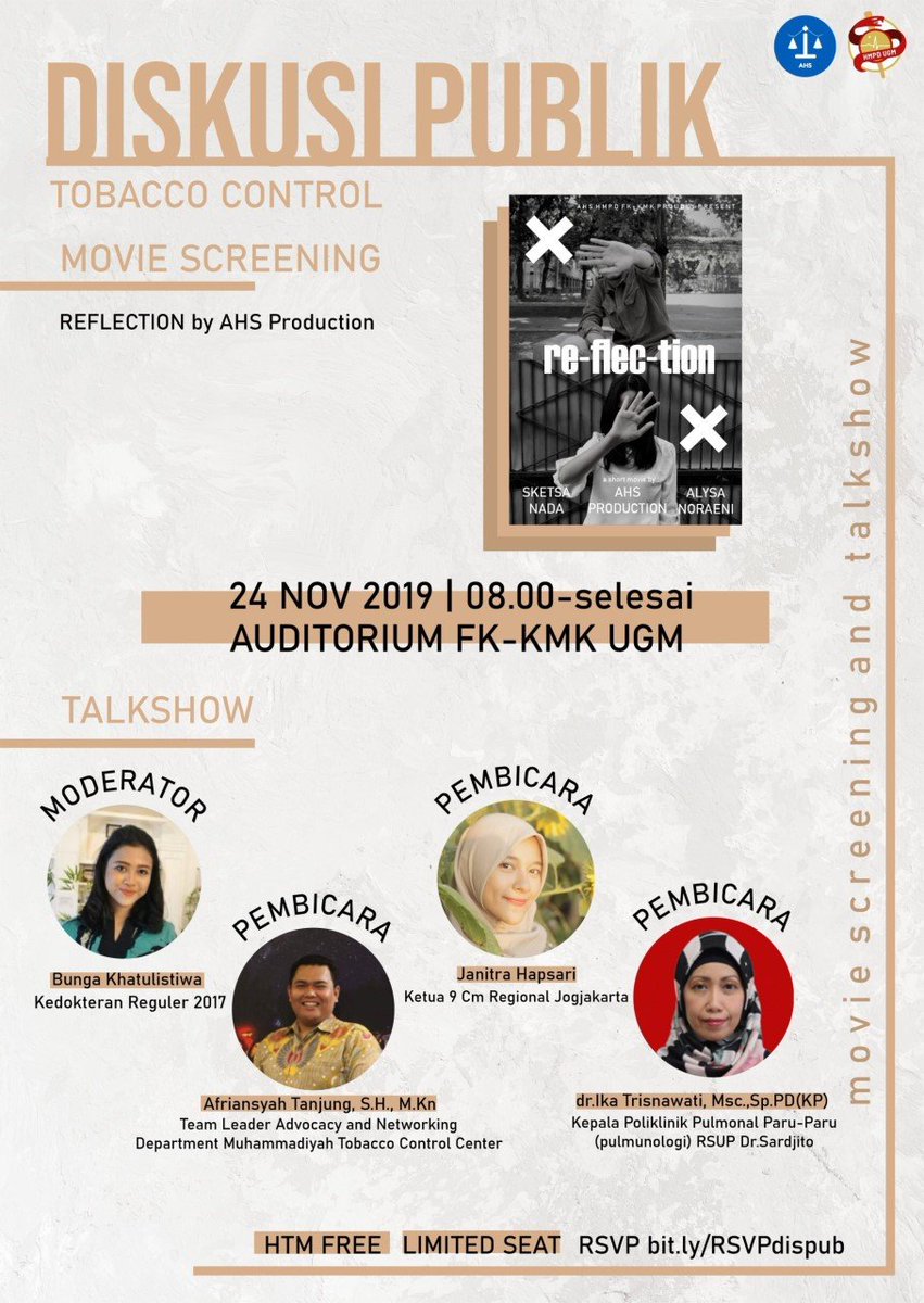 kakbagja's tweet photo. Ahad, 24 November 2019. Temanku @nitjanit dan @khatulistiwaab bersama para ahli akan sharing ke temen-temen dalam Diskusi Publik tentang Tobacco Control. Acaranya mulai pukul 08.00 di Auditorium FK-KMK UGM. Dateng yuk! Gratis. Ada movie screening juga lho. #PilihBicara https://t.co/SqWuYlK8qn