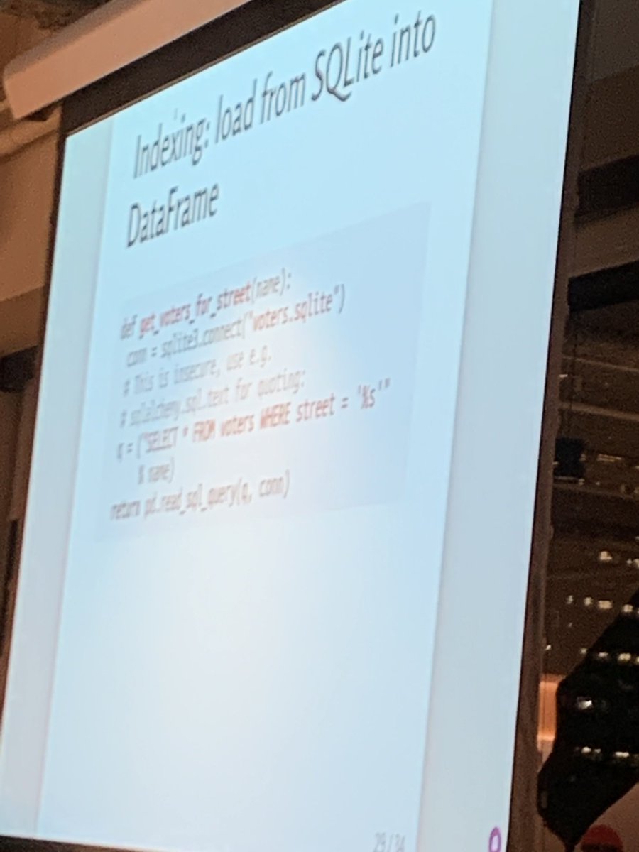 Dan_Kleiman's tweet image. Nice sqlite hack to make reading from csv more efficient @itamarst at #pydataboston