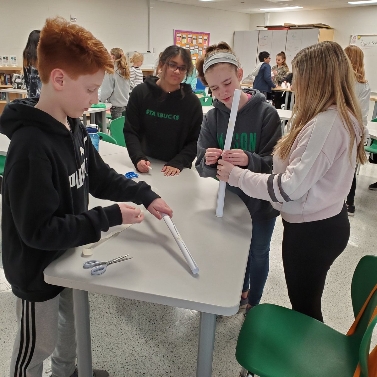 Mrs_ePate's tweet photo. Paper tower challenge during Comet Culture time today. A great wait to think about the importance of pressing pause when faced with a challenging event. #cometculture https://t.co/YXdJLhxhtX