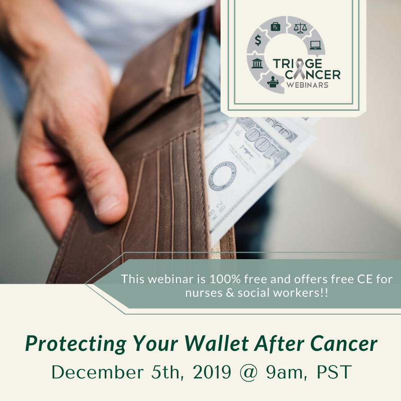 TriageCancer's tweet image. Stressing about the long-lasting impact a cancer diagnosis can have on your finances? Tune in on 12/5 for practical tips to manage your finances and find financial help! Register: triagecancer.org/webinars #cancerisntfree #beyonddiagnosis #TriageCancer