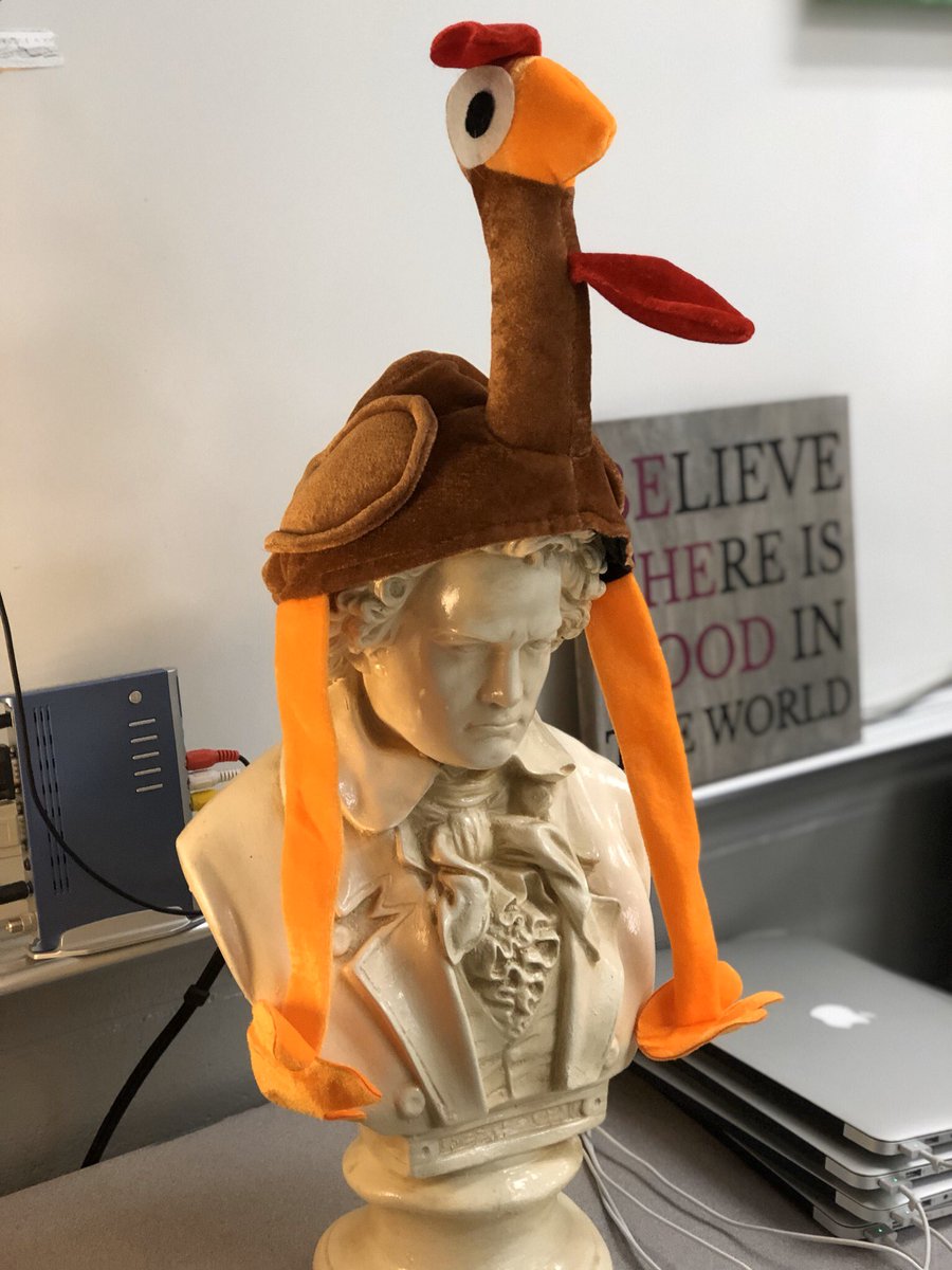 DonaldMusicRoom's tweet photo. Inspired by the singing busts in the Quaver series, Ludwig von Beethoven joined our class in early October. He has been getting in the spirit of the season! He will be looking good in the music room for a long time! #elementrymusic @Donald_ES https://t.co/fODsZ5uIjk