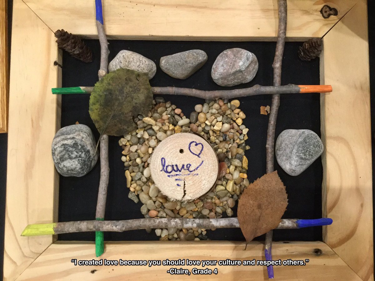 Anishinaabe-kwewug student work and student voice at the loose parts station in the Backyard at #YRDSBQuest - with @tiiuland and @agawap