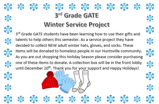 Please help my sweet 3rd grade #gatehsv students with their #servicelearning project! <a href="/HSVk12/">Huntsville City Schools</a> <a href="/Graham_Wendy/">Wendy Graham</a> <a href="/FarleyHSV/">Farley Elementary</a>