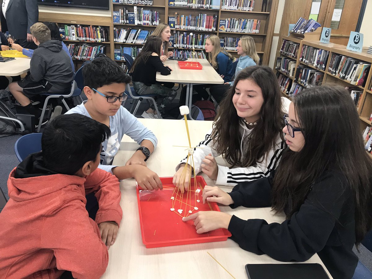 nhp_library's tweet photo. First day of FUSE with 7th grade science classes! #SpaghettiTowerChallenge #FUSEequalsSTEMFun #FUSEMeetsNHP #NHPpride #librarylife https://t.co/LkjAGSZaAN
