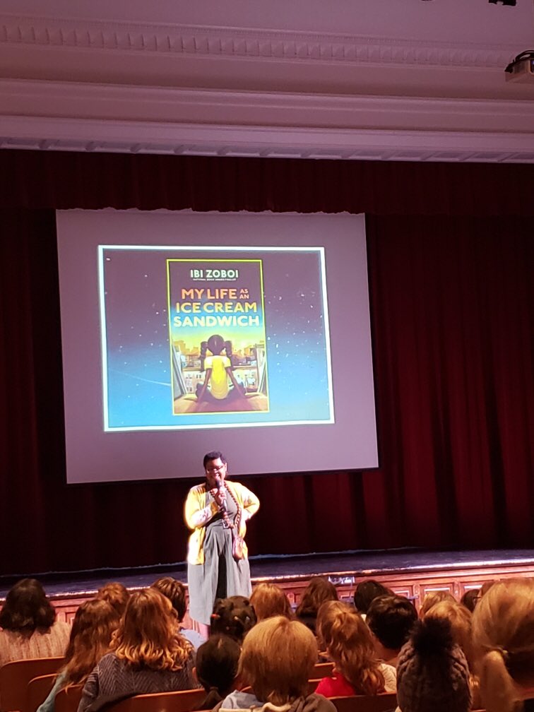 Students had the opportunity to learn and interact with My Life as an Ice Cream Sandwich author @ibizoboi oh what fun! @APS_OEE thanks <a href="/WMS_WolfDen/">Williamsburg MS Library</a>