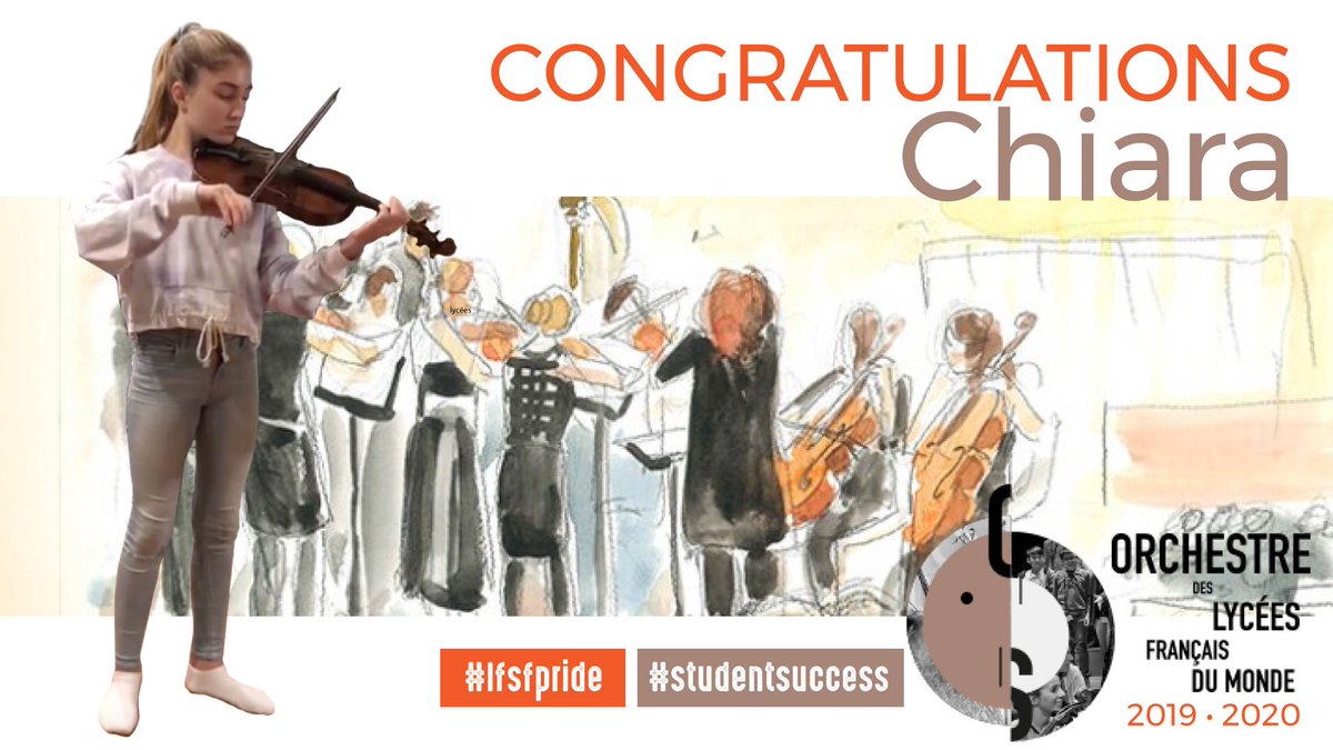 lelyceeSF's tweet photo. Congratulations to Chiara who has been selected to be part of the AEFE orchestra with about 70 other students! Chiara will participate in rehearsals in Austria, before performing in concert in April in the prestigious auditorium of Radio France in Paris, France. #OLFM #lfsfpride https://t.co/gdylkoKZ3r