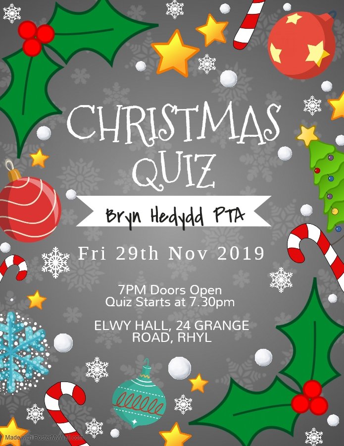 PtaYbh's tweet photo. **ADULTS ONLY** Get your teams together!! We enjoyed our quiz night so much we're doing a Christmas themed one! Fri 29 Nov, 7pm at Elwy Hall!! Lots of games to be played and prizes to be won! We really hope you can join us 🎅🤶 £2 entry, max 6 per team https://t.co/n1dL8rRcbL