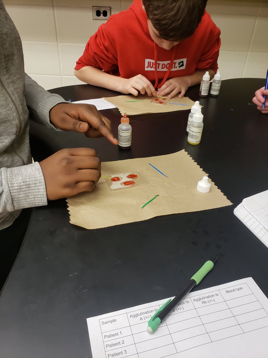 BarronScience's tweet image. Not as cool as real blood but it's still fascinating to test for blood types! @JeffersonJH68 @Woodridge68