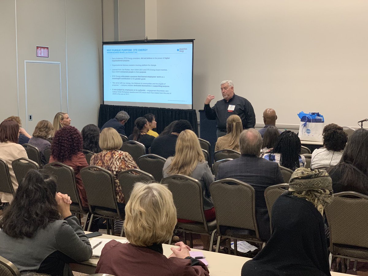 CenterPoint's tweet image. Employees need to connect to what they do and support the organization’s purpose - they want their work to be a meaningful contribution to the greater good. All important aspects of organizational purpose, as explained by our own @energyinsights Scott Harper at #PowerToolsHOU.