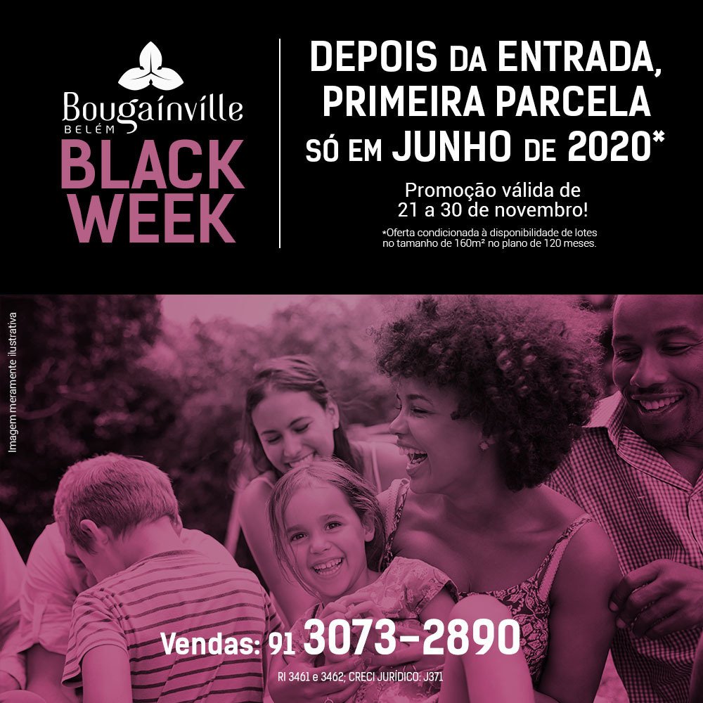 statuseng's tweet photo. Não perca o Black Week do Bougainville Belém! Dê a entrada no seu cartão de crédito em até 3x sem juros e pague a 1ª mensalidade do lote só em junho de 2020. A partir de R$299,99 para lotes de 160m² em plano de 120 meses. É só de 21/11 a 30/11!
#BlackFriday #Bougainville https://t.co/HcKZdg5KPr