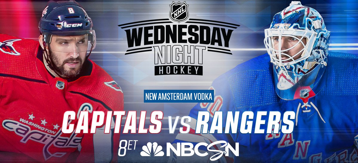 Wednesday evening on the NHL ice: Washington #Caps invade Madison Square Garden in New York to rumble with the #NYRangers @ 8:00p ET, NBCS - http://pygy.co/Bmxย