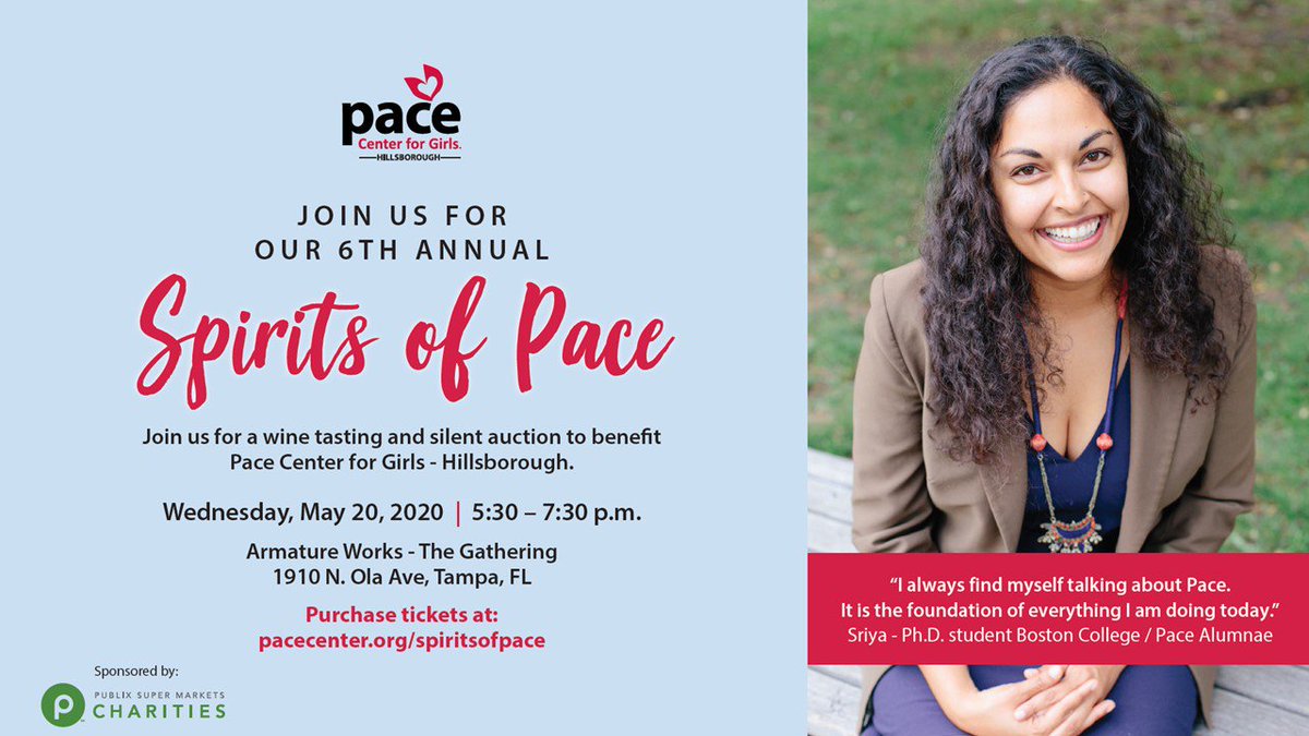 Join us on May 20th to support middle and high school girls on their journey to success.  Experience our 6th annual Spirits Pace Wine Tasting &amp; Silent Auction.  Get tickets and sponsorships early at: pacecenter.org/spiritsofpace #PaceGirlsRock #FindtheGreat