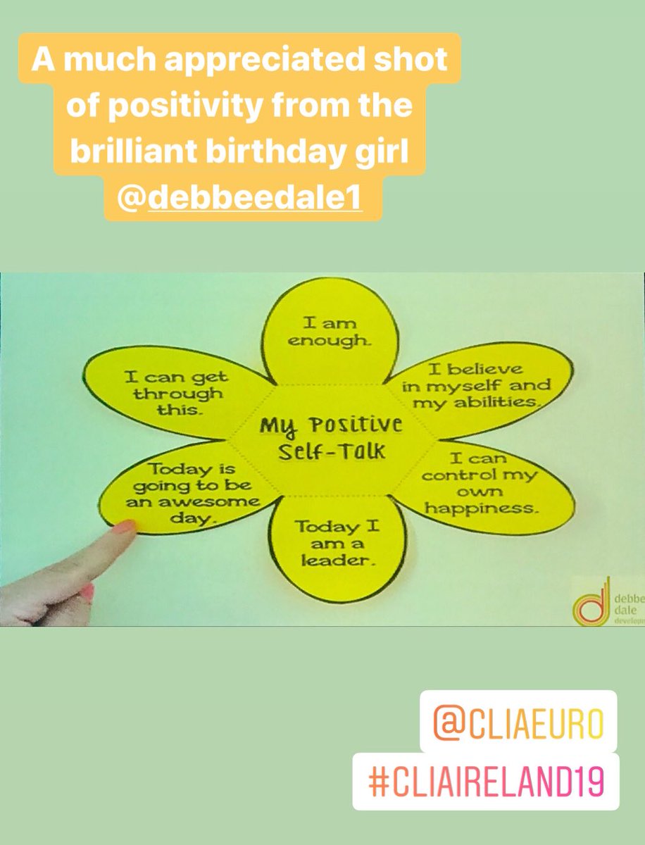 A MUCH APPRECIATED SHOT OF POSITIVITY FROM DEBBEE DALE! 

One of the many excellent speakers today at the first @CLIAUK #CliaIreland19 conference was birthday girl <a href="/Debbeedale/">Debbee Dale</a> ! Thanks for the shot of positivity Debbee! Definitely had an impact on the room! #ICan #WeCan #YouCan